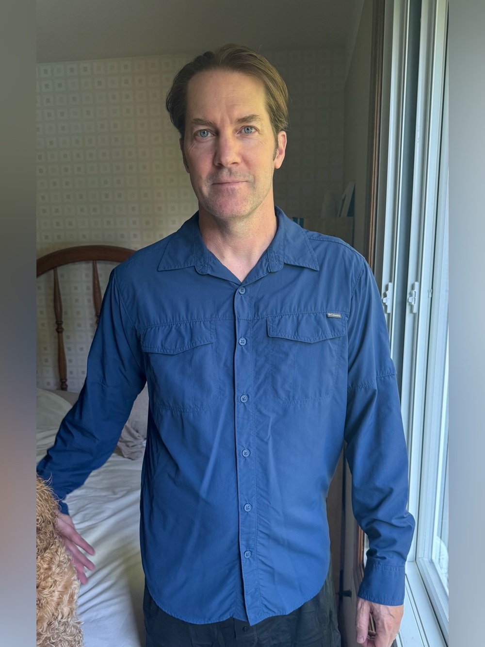 Columbia Men's Button-Up Travel Shirt - Deep Blue